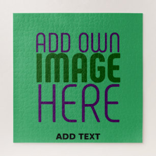 MODERN EDITABLE EMERALD GREEN IMAGE TEXT TEMPLATE JIGSAW PUZZLE