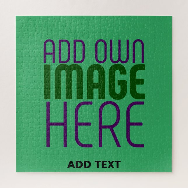 MODERN EDITABLE EMERALD GREEN IMAGE TEXT TEMPLATE JIGSAW PUZZLE (Vertical)