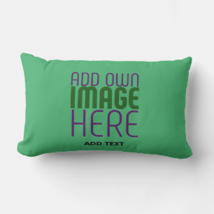 MODERN EDITABLE EMERALD GREEN IMAGE TEXT TEMPLATE LUMBAR CUSHION