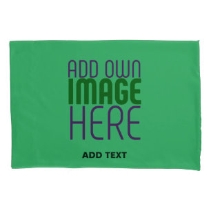 MODERN EDITABLE EMERALD GREEN IMAGE TEXT TEMPLATE PILLOWCASE