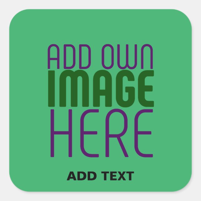 MODERN EDITABLE EMERALD GREEN IMAGE TEXT TEMPLATE SQUARE STICKER (Front)