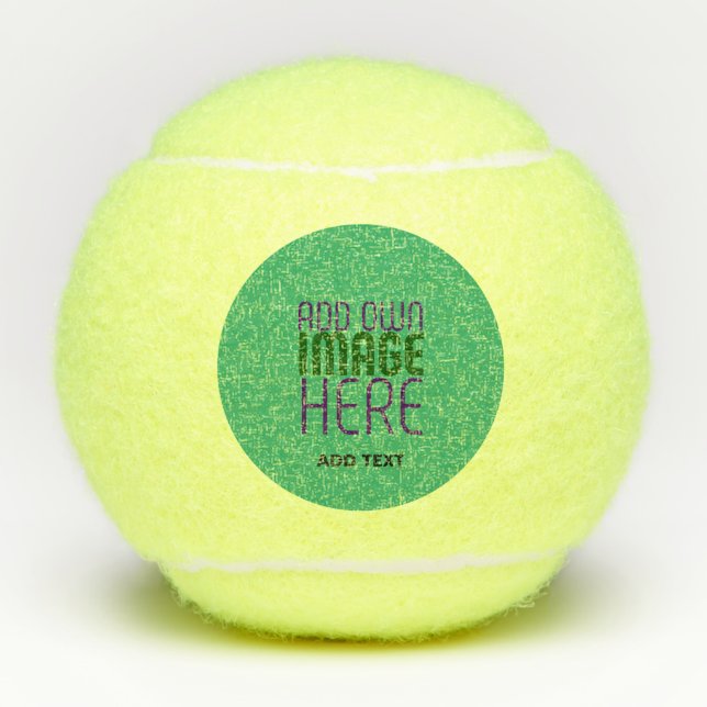 MODERN EDITABLE EMERALD GREEN IMAGE TEXT TEMPLATE TENNIS BALLS (Front)