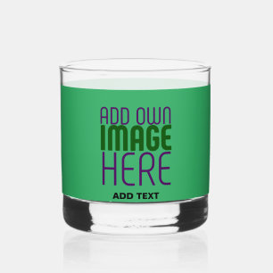 MODERN EDITABLE EMERALD GREEN IMAGE TEXT TEMPLATE WHISKEY GLASS