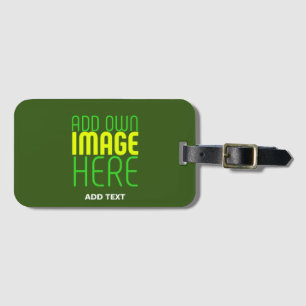 MODERN EDITABLE FOREST GREEN IMAGE TEXT TEMPLATE LUGGAGE TAG
