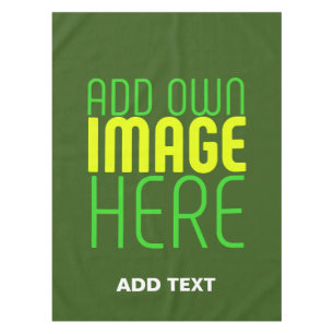 MODERN EDITABLE FOREST GREEN IMAGE TEXT TEMPLATE TABLECLOTH