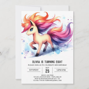 Modern Editable Horse Birthday Invitation