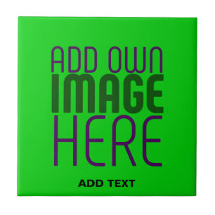 MODERN EDITABLE LIME GREEN IMAGE TEXT TEMPLATE CERAMIC TILE