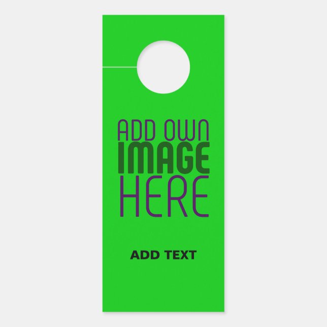  MODERN EDITABLE LIME GREEN IMAGE TEXT TEMPLATE DOOR HANGER (Front)