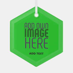  MODERN EDITABLE LIME GREEN IMAGE TEXT TEMPLATE GLASS TREE DECORATION