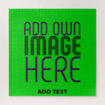 MODERN EDITABLE LIME GREEN IMAGE TEXT TEMPLATE JIGSAW PUZZLE<br><div class="desc">THIS IS A DESIGN FITTING FOR CUSTOMERS.YOU CAN CHANGE, RESIZE OR ADD LOGO, PHOTO, TEXT AND COLOURS THE WAY YOU WANT.THANK YOU.</div>