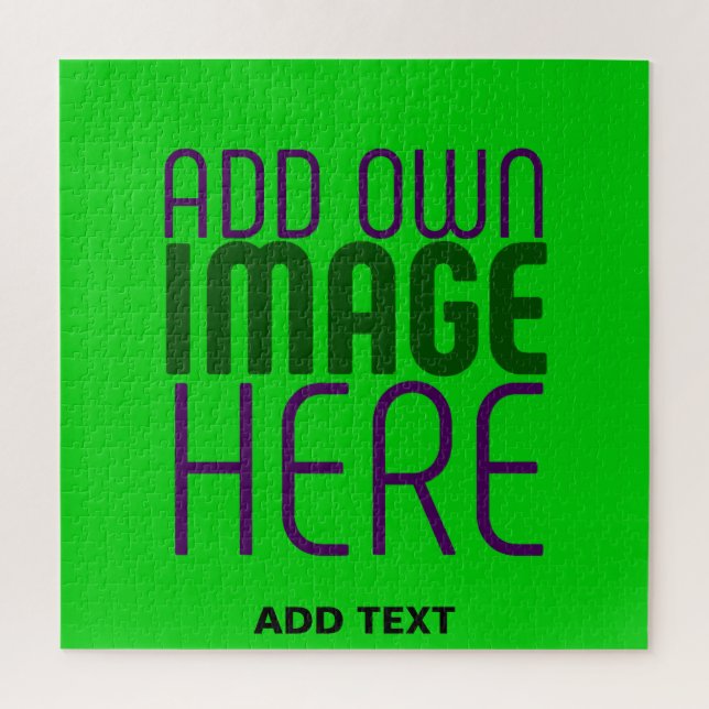 MODERN EDITABLE LIME GREEN IMAGE TEXT TEMPLATE JIGSAW PUZZLE (Vertical)