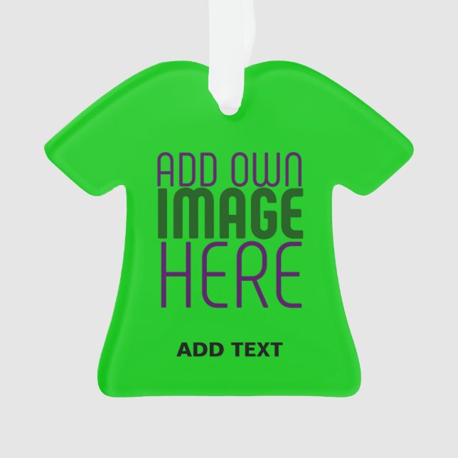  MODERN EDITABLE LIME GREEN IMAGE TEXT TEMPLATE ORNAMENT (Front)