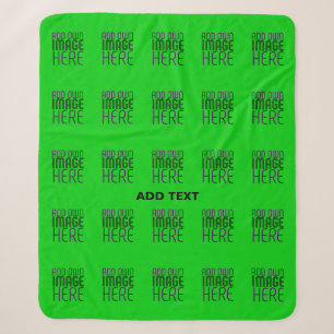 MODERN EDITABLE LIME GREEN IMAGE TEXT TEMPLATE SHERPA BLANKET