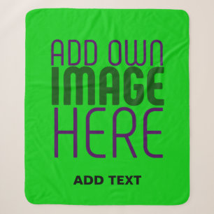 MODERN EDITABLE LIME GREEN IMAGE TEXT TEMPLATE SHERPA BLANKET