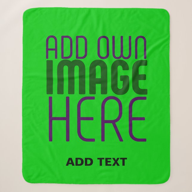 MODERN EDITABLE LIME GREEN IMAGE TEXT TEMPLATE SHERPA BLANKET (Front)