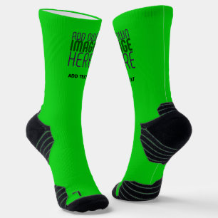 MODERN EDITABLE LIME GREEN IMAGE TEXT TEMPLATE SOCKS