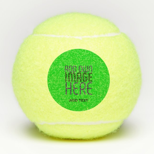 MODERN EDITABLE LIME GREEN  IMAGE TEXT TEMPLATE TENNIS BALLS (Front)