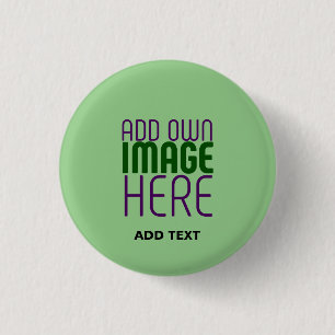 MODERN EDITABLE MINT GREEN IMAGE TEXT TEMPLATE 3 CM ROUND BADGE