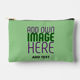 MODERN EDITABLE MINT GREEN IMAGE TEXT TEMPLATE ACCESSORY POUCH