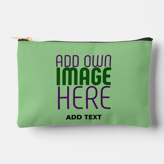 MODERN EDITABLE MINT GREEN IMAGE TEXT TEMPLATE ACCESSORY POUCH (Front)