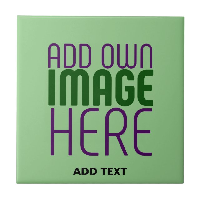  MODERN EDITABLE MINT GREEN IMAGE TEXT TEMPLATE CERAMIC TILE (Front)