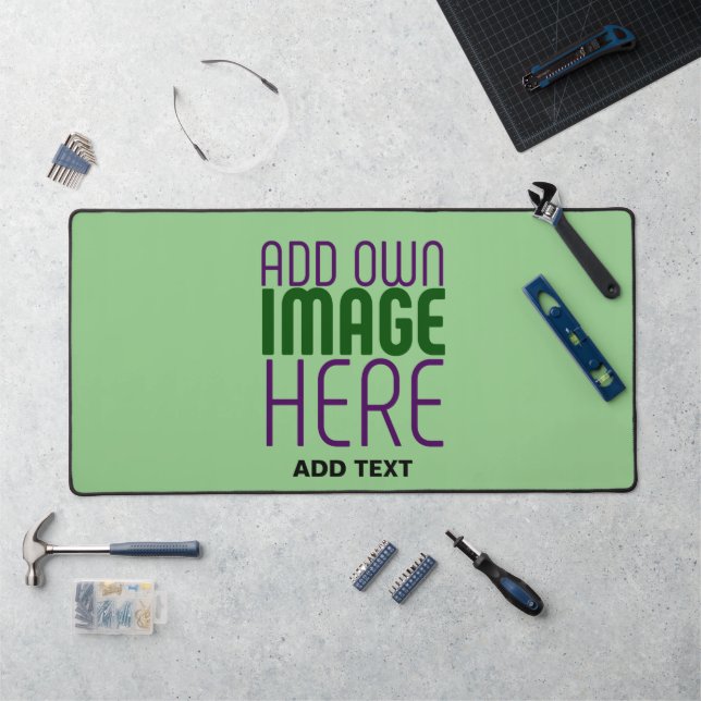 MODERN EDITABLE MINT GREEN IMAGE TEXT TEMPLATE DESK MAT (Workstation)