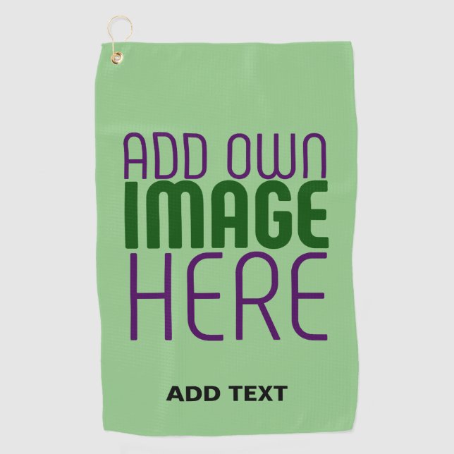 MODERN EDITABLE MINT GREEN IMAGE TEXT TEMPLATE GOLF TOWEL (Front)