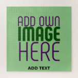 MODERN EDITABLE MINT GREEN IMAGE TEXT TEMPLATE JIGSAW PUZZLE<br><div class="desc">THIS IS A DESIGN FITTING FOR CUSTOMERS.YOU CAN CHANGE, RESIZE OR ADD LOGO, PHOTO, TEXT AND COLOURS THE WAY YOU WANT.THANK YOU.</div>