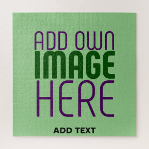 MODERN EDITABLE MINT GREEN IMAGE TEXT TEMPLATE JIGSAW PUZZLE