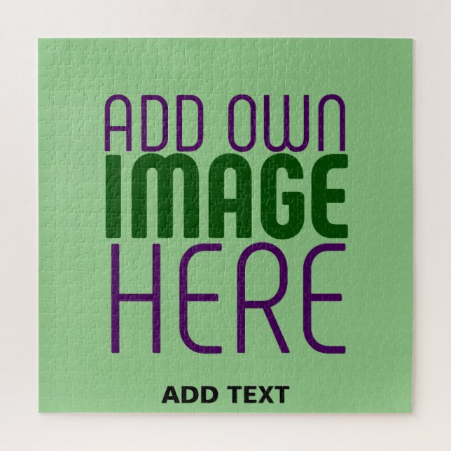 MODERN EDITABLE MINT GREEN IMAGE TEXT TEMPLATE JIGSAW PUZZLE (Vertical)