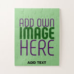 MODERN EDITABLE MINT GREEN IMAGE TEXT TEMPLATE JIGSAW PUZZLE<br><div class="desc">THIS IS A DESIGN FITTING FOR CUSTOMERS.YOU CAN CHANGE, RESIZE OR ADD LOGO, PHOTO, TEXT AND COLOURS THE WAY YOU WANT.THANK YOU.</div>