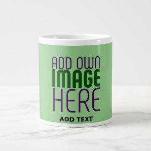 MODERN EDITABLE MINT GREEN IMAGE TEXT TEMPLATE LARGE COFFEE MUG