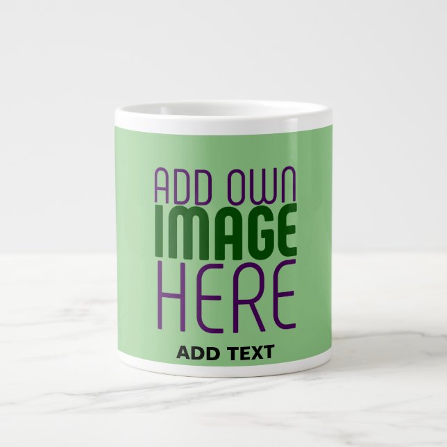 MODERN EDITABLE MINT GREEN IMAGE TEXT TEMPLATE LARGE COFFEE MUG (Front)