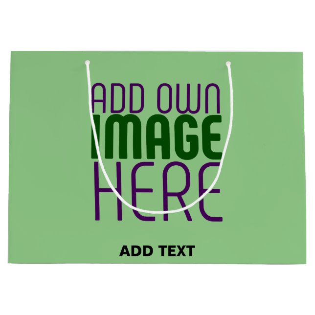 MODERN EDITABLE MINT GREEN IMAGE TEXT TEMPLATE LARGE GIFT BAG (Front)