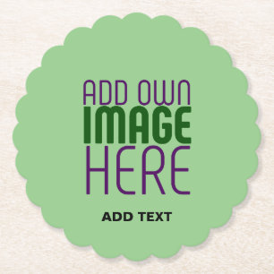 MODERN EDITABLE MINT GREEN IMAGE TEXT TEMPLATE PAPER COASTER