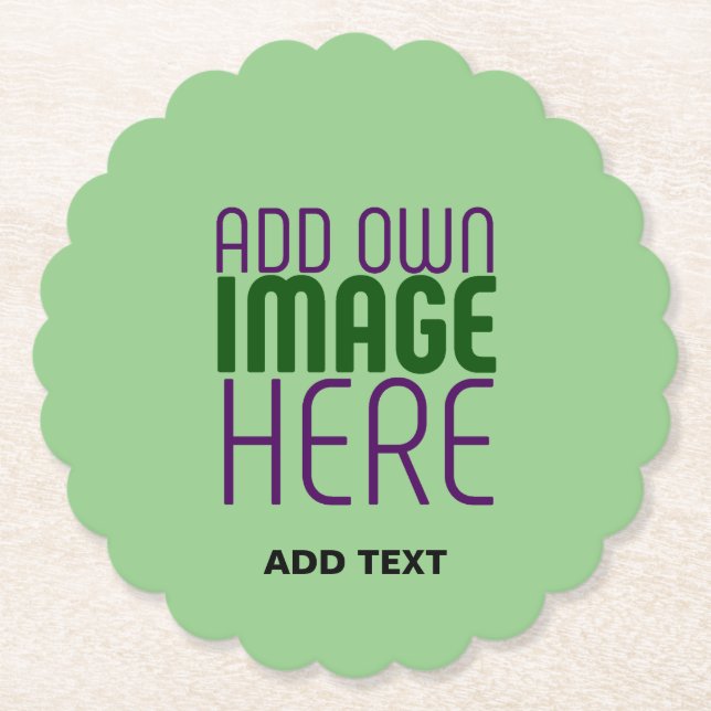 MODERN EDITABLE MINT GREEN IMAGE TEXT TEMPLATE PAPER COASTER (Front)