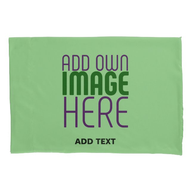 MODERN EDITABLE MINT GREEN IMAGE TEXT TEMPLATE PILLOWCASE (Front)