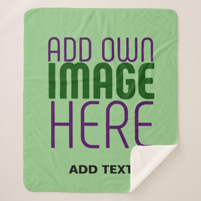 MODERN EDITABLE MINT GREEN IMAGE TEXT TEMPLATE SHERPA BLANKET (Front)