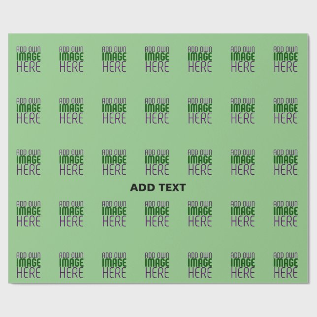MODERN EDITABLE MINT GREEN IMAGE TEXT TEMPLATE WRAPPING PAPER (Flat)