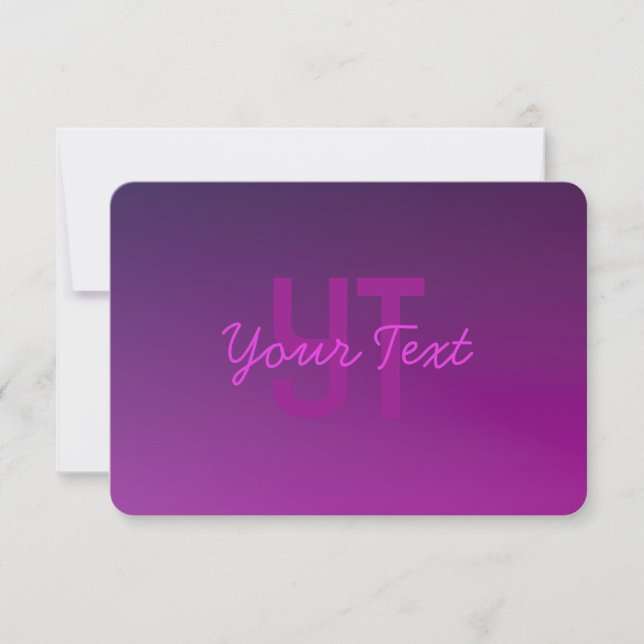 Modern Editable Monogrammed Text & Purple Ombre  Card (Front)