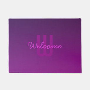 Modern Editable Monogrammed Text & Purple Ombre  Doormat
