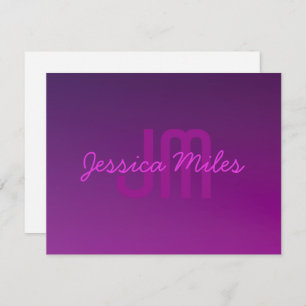 Modern Editable Monogrammed Text & Purple Ombre  Enclosure Card