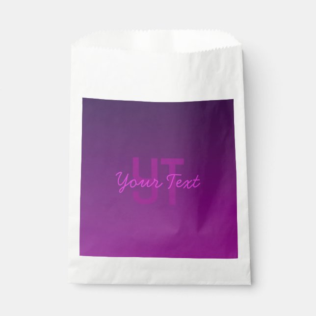 Modern Editable Monogrammed Text & Purple Ombre  Favour Bag (Front)