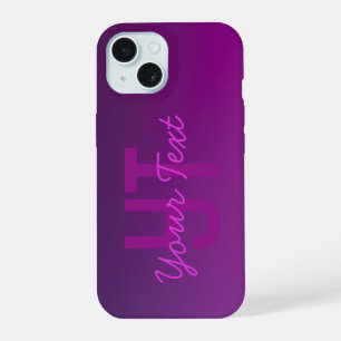 Modern Editable Monogrammed Text & Purple Ombre iPhone 15 Case