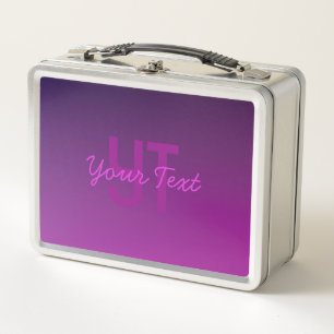 Modern Editable Monogrammed Text & Purple Ombre  Metal Lunch Box