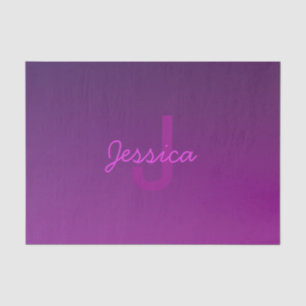 Modern Editable Monogrammed Text & Purple Ombre  Tissue Paper