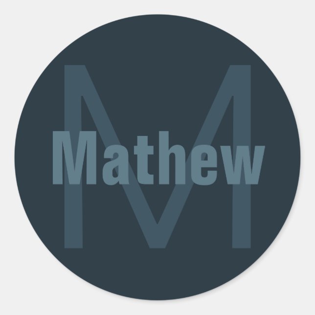 Modern Editable Name Classic Round Sticker (Front)