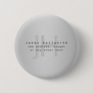 Modern Editable Name & Slogan   Grey Gradient  6 Cm Round Badge