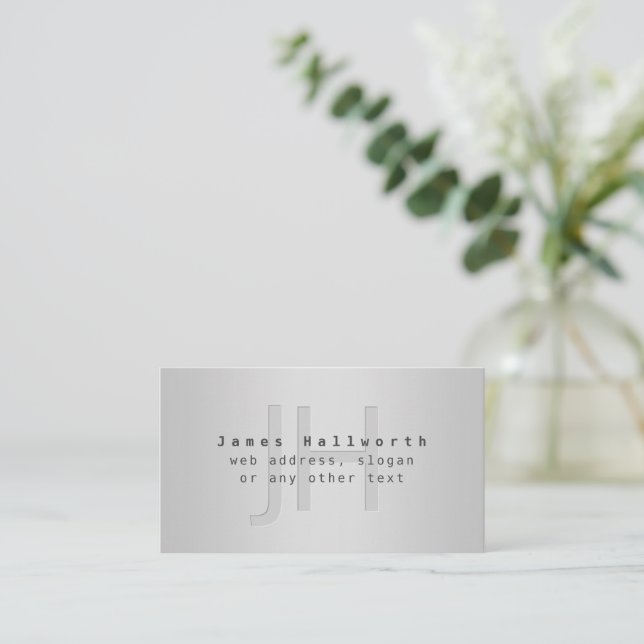 Modern Editable Name & Slogan | Grey Gradient  Enclosure Card (Standing Front)