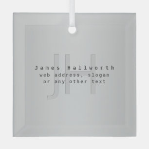 Modern Editable Name & Slogan   Grey Gradient  Glass Tree Decoration